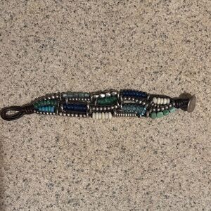 UNO de 50 Blue and Green Beaded Bracelet
